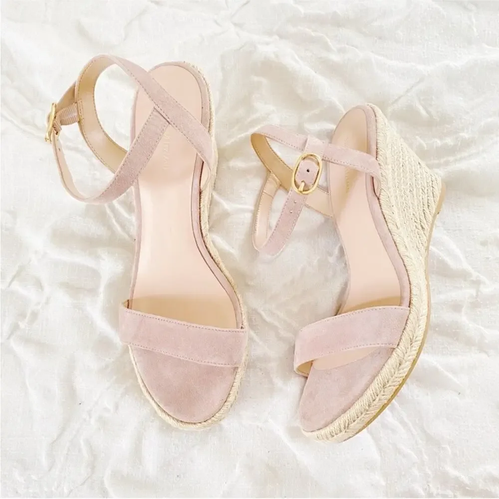 Stuart Weitzman Teddi suede espadrille wedge sandals Size 9.5